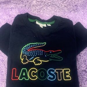 Lacoste Kids Black Tee with Multicolor Logo